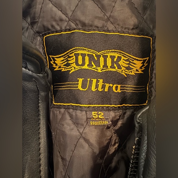 Unik Ultra Heavy Duty Motorcycle Padded Leather Jacket Size 52 - Picture 3 of 4
